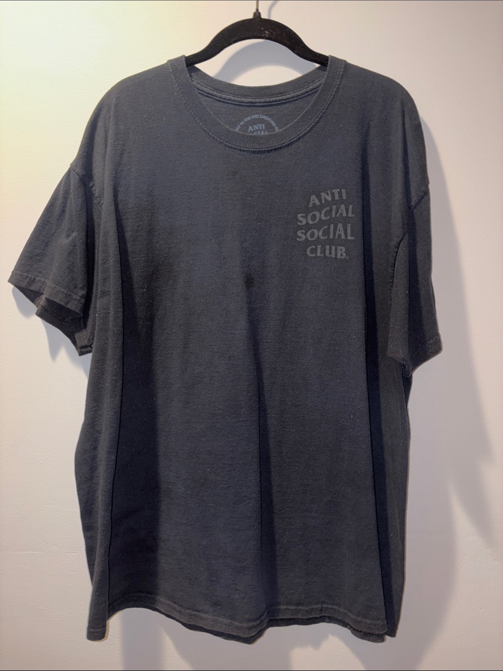 Anti Social Social Club Black Crewneck Tee with Subtle Logo